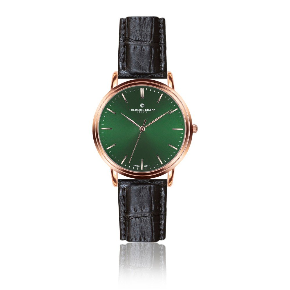 Pánské hodinky s černým páskem z pravé kůže Frederic Graff Rose Grunhorn Croco Black Leather v:996878