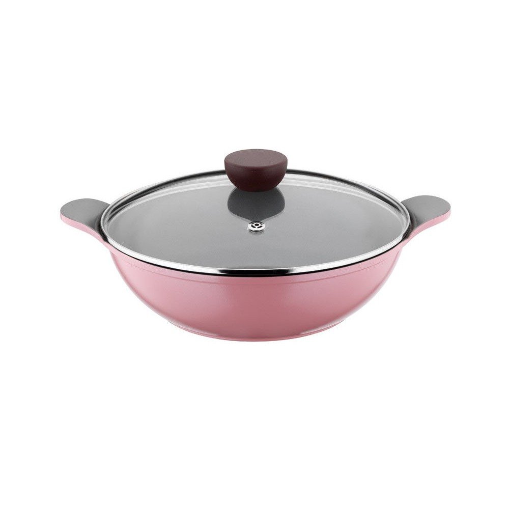 Růžová pánev s úchyty a pokličkou Kutahya Madison, Ø 28 cm v:1107934