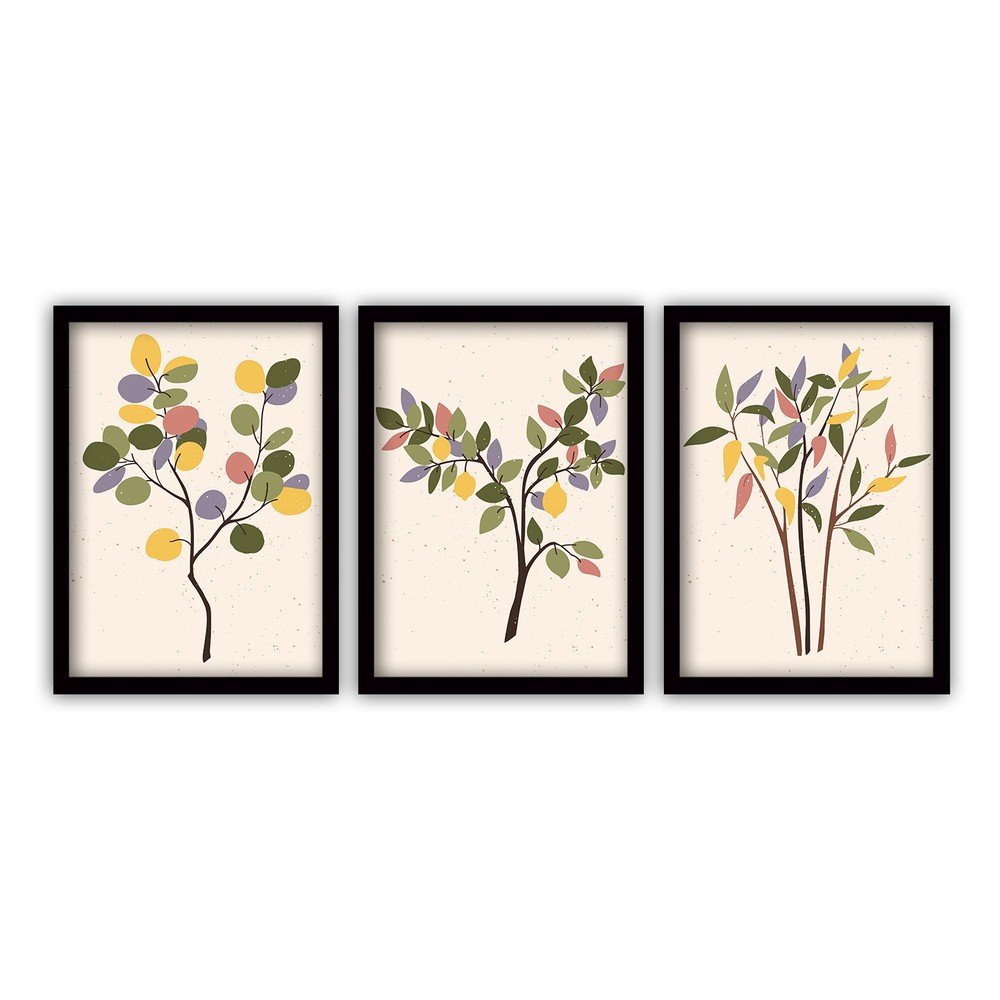 Sada 3 obrazů v černém rámu Vavien Artwork Leaves II., 35 x 45 cm v:1418947