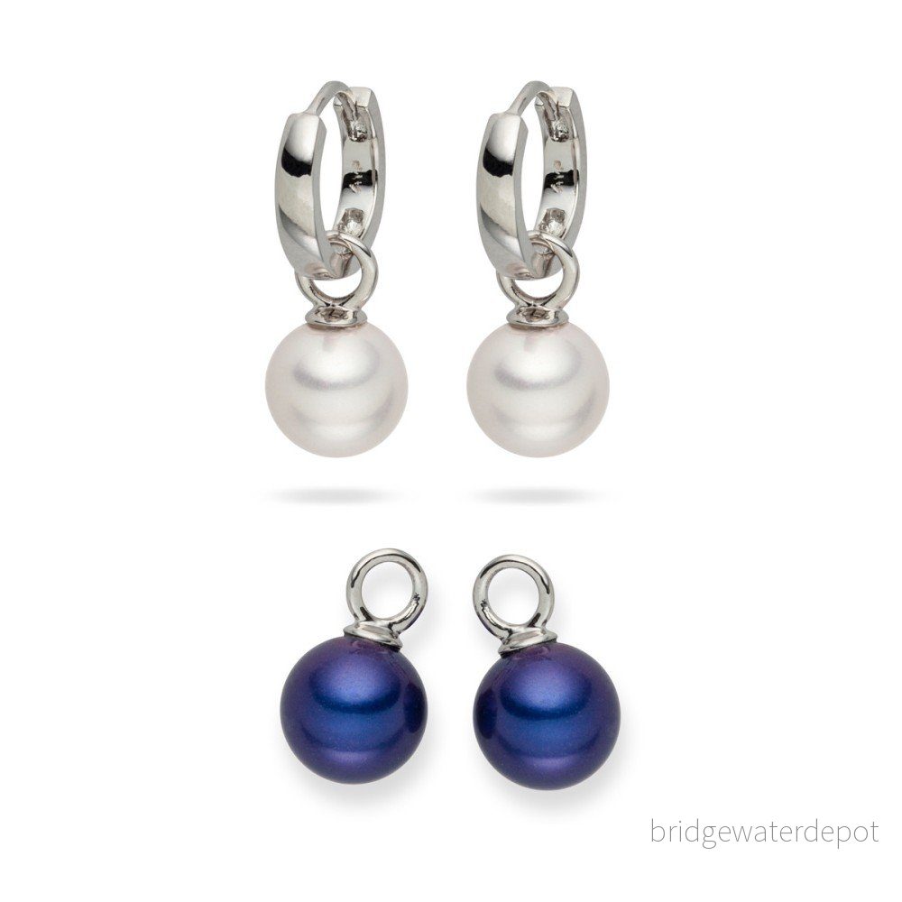 Sada 2 perlových náušnic Pearls of London Eirené White and Dark Blue v:736362