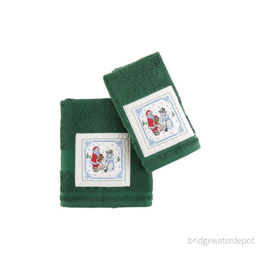 Sada 2 zelených ručníků s vánočním motivem Knitted Christmas v:940982