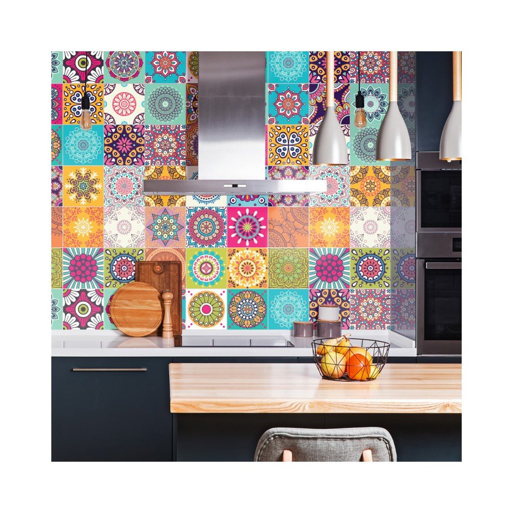 Sada 30 nástěnných samolepek Ambiance Wall Stickers Tiles Azulejos Mariska, 10 x 10 cm v:1204584