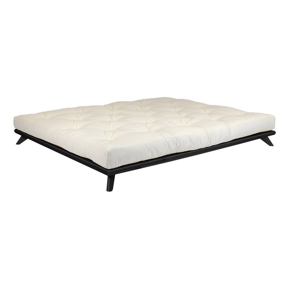 Dvoulůžková postel z borovicového dřeva s matrací Karup Design Senza Comfort Mat Black/Natural, 160 x 200 cm v:1309040