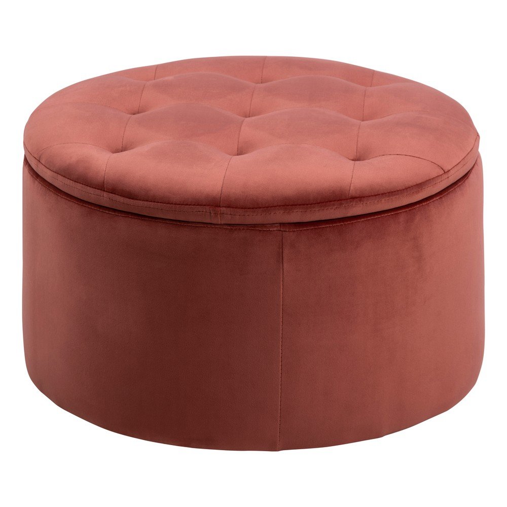 Korálově růžový sametový puf Actona Retina, ⌀ 60 cm v:1355865