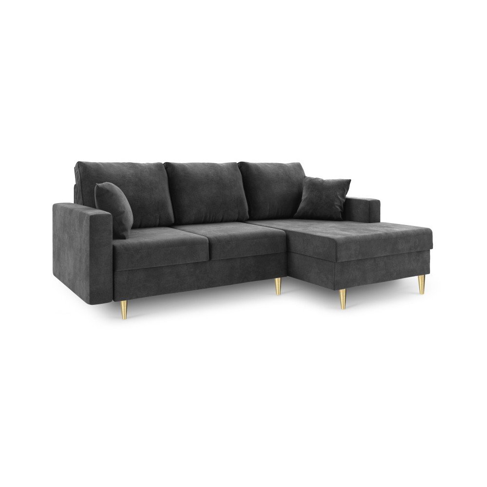 Tmavě šedá rozkládací pohovka s úložným prostorem Mazzini Sofas Muguet, pravý roh v:1269842