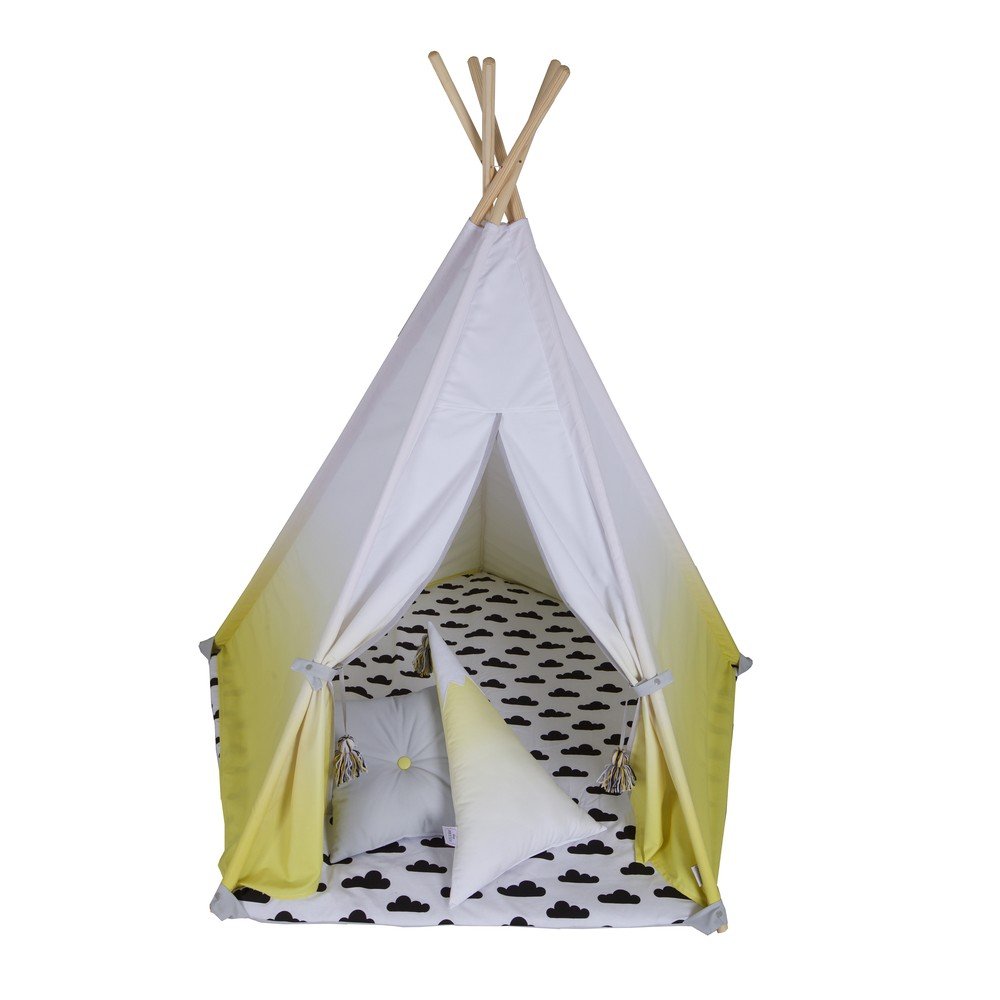 Žluto-bílé pětiúhelníkové teepee VIGVAM Design Ombré v:1317356
