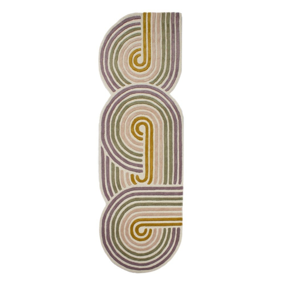 Zelený ručně tkaný vlněný běhoun 80x300 cm Spiral Shaped – Flair Rugs v:1906330