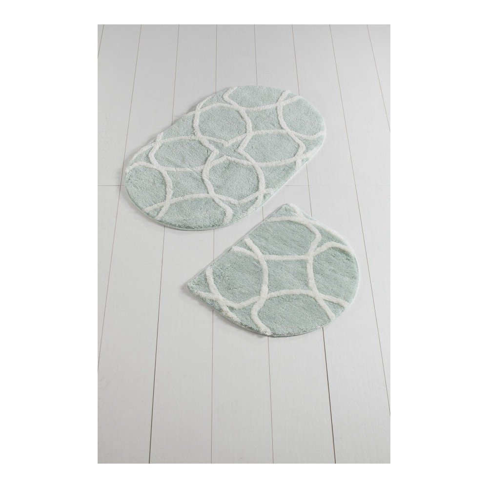 Sada 2 světle modrých koupelnových předložek Confetti Bathmats Bonne Oval Mint v:1212814