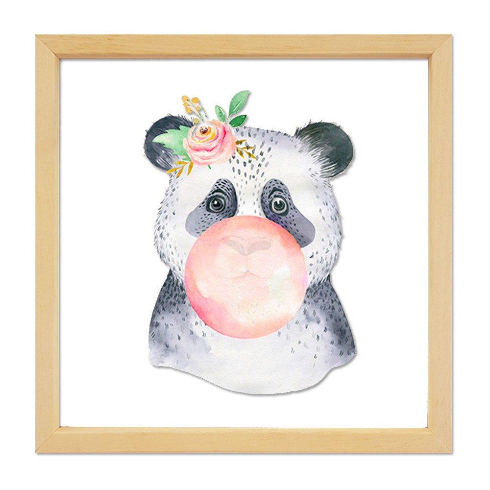 Skleněný obraz ve dřevěném rámu Vavien Artwork Panda, 32 x 32 cm v:1418999