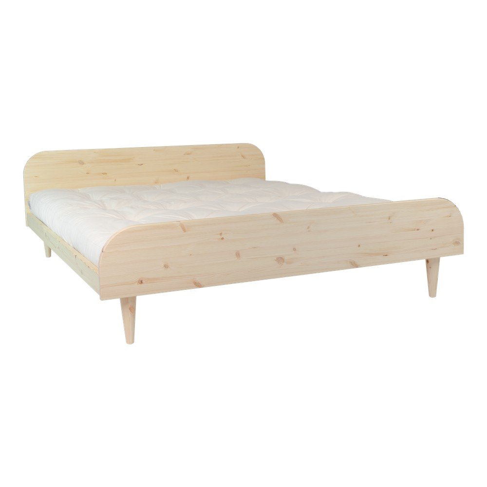Dvoulůžková postel z borovicového dřeva s matrací Karup Design Twist Comfort Mat Natural Clear/Natural, 160 x 200 cm v:1309086
